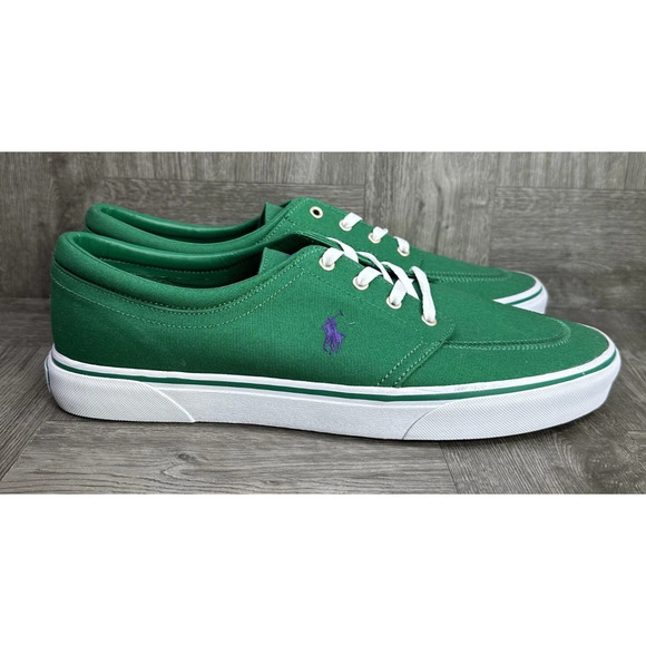 Polo Ralph Lauren Mens Size 10 Faxon X Trim Canvas Green Sneakers Shoes Lace-Up - Picture 5 of 7